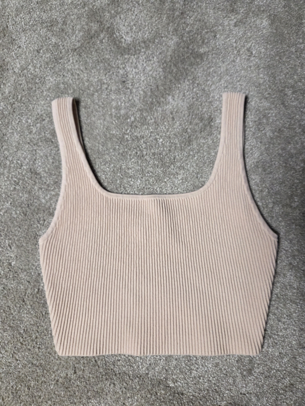 Babaton Sculpt Knit Square Neck Crop Tank Top - Blush Pink/Nude